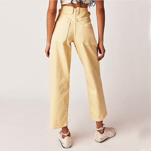 Edwin Buttermilk Yellow High Waist Stevie Crop Leg Jeans Size 34 - Picture 12 of 14